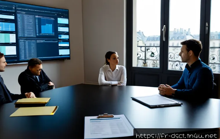 Home 30 데이터과학의 윤리적 이슈 - Photorealistic ethical data science scene in a modern Paris office, diverse French data team reviewi...